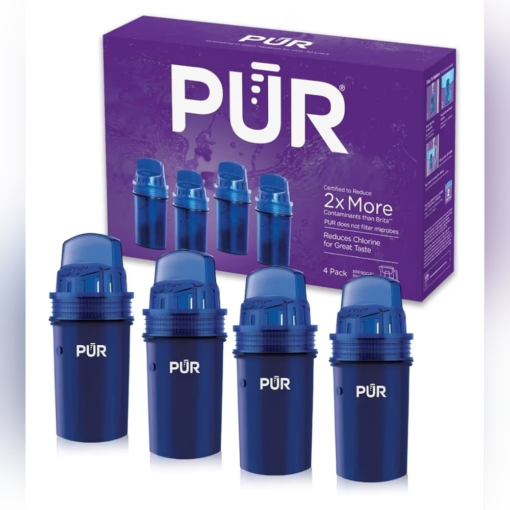 PUR Faster Basic Pitcher Filters 4-Pack – New Sealed Water Replacement Filters
